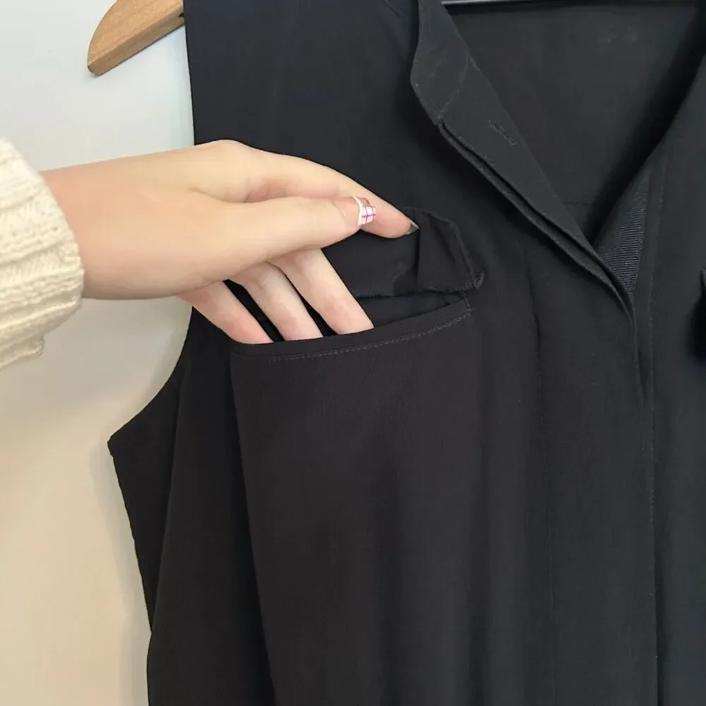 Madewell Sleeveless Silk Shirtdress Black Dress Small